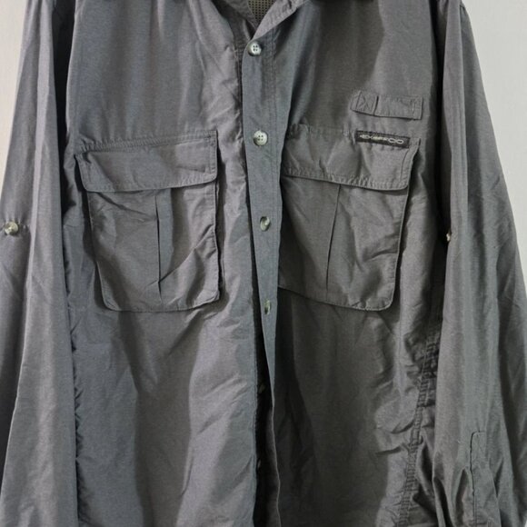 Exofficio Shirt Mens Large Gray Long Sleeve Button Fishing Hiking Vented Outdoor - Picture 2 of 4